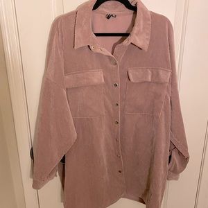 Oversized cord shacket-light pink